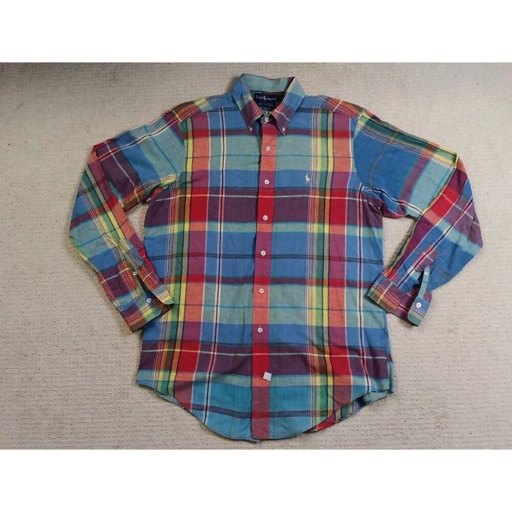 Ralph Lauren Madras Long Sleeve Button Down Shirt Mens Large